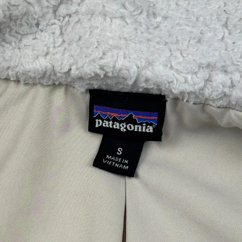 Patagonia Vest Women Small White Los‎ Gatos Fleece Full Zip Fuzzy Pocket 25215 - Picture 4 of 13